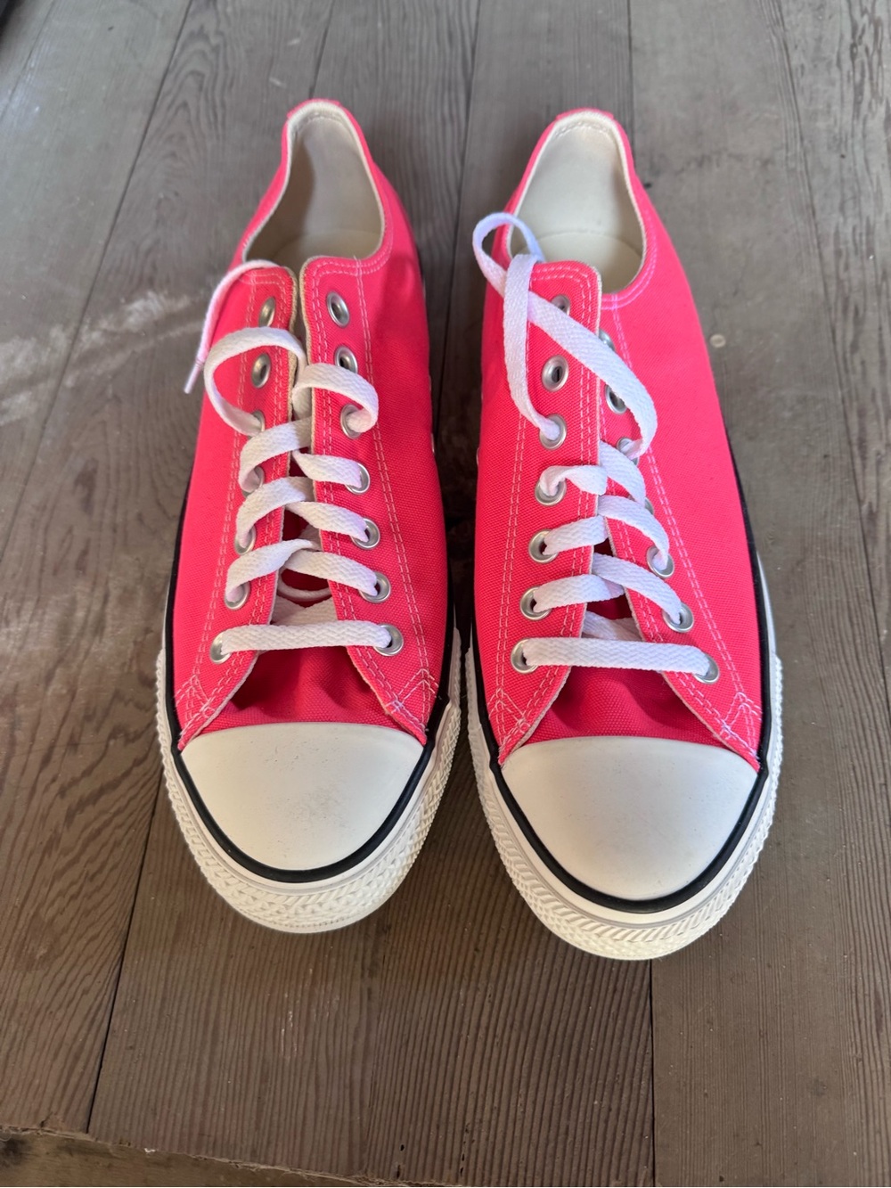 Converse Low-Top Canvas Sneakers in Hot Pink and White